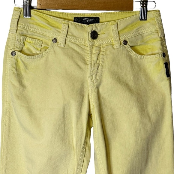 Silver Jeans Suki Capri Womens Pale‎ Yellow Denim Pants Pockets 26 L4016SCLW13 - Picture 2 of 9